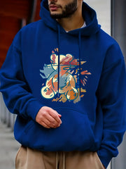 Cartoon Bear Print Hoodie Men's Graphic Pullover Hoodie
