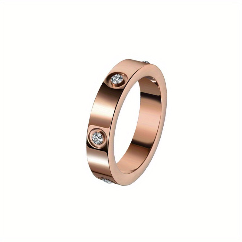 4mm Faux Diamond Ring Titanium Steel Couple Rings