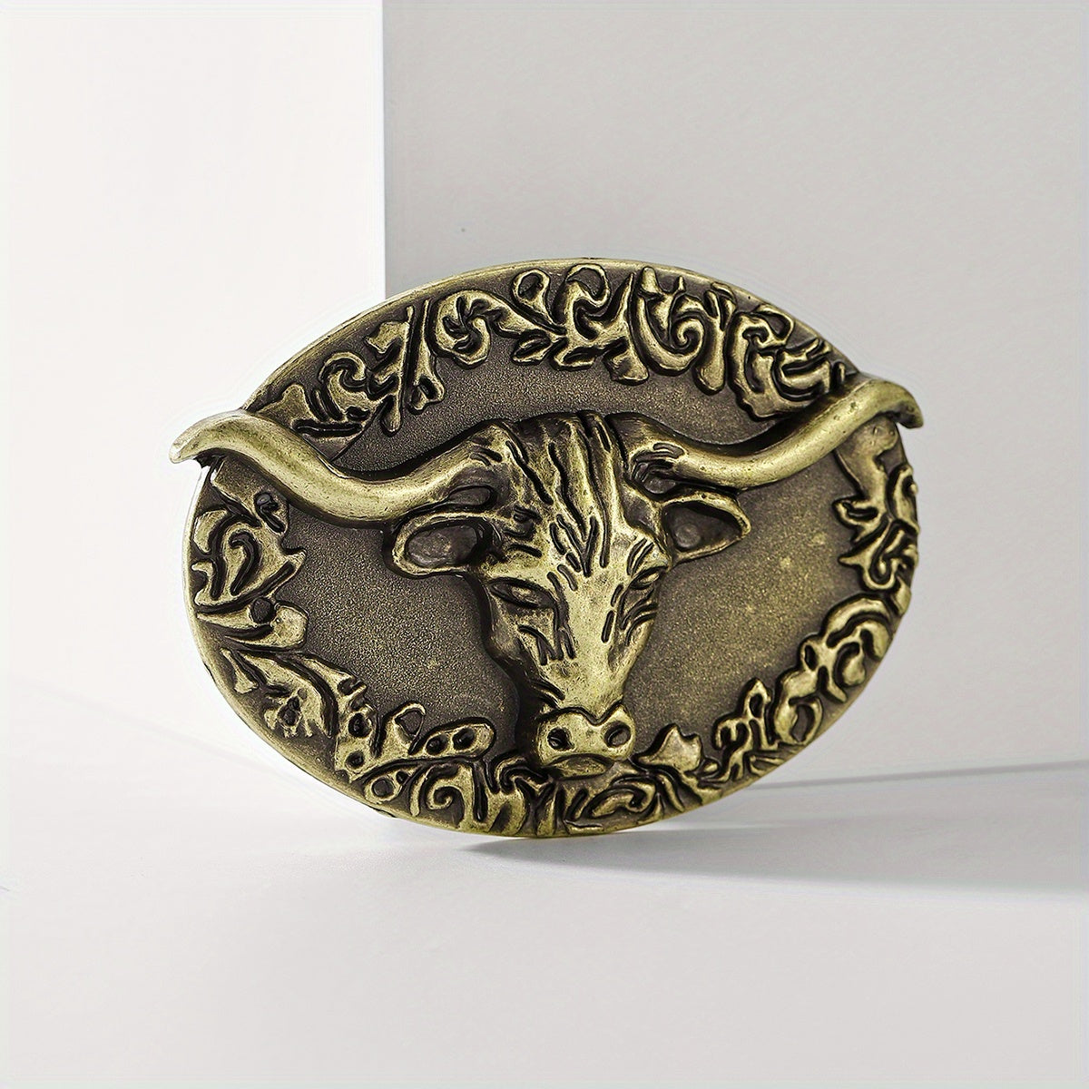 Vintage Bull Head Belt Buckle Unisex Oval Cowboy Cowgirl Belt