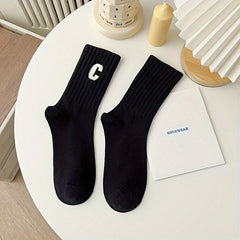 5 Pairs Letter Print Socks All-match Women's Stockings