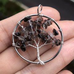7 Charka Stone Tree Of Life Pendant Crystal Beads Energy Amulet