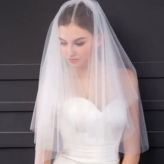 Double Layer Bridal Veil Sheer Polyester Yarn with Metal Comb