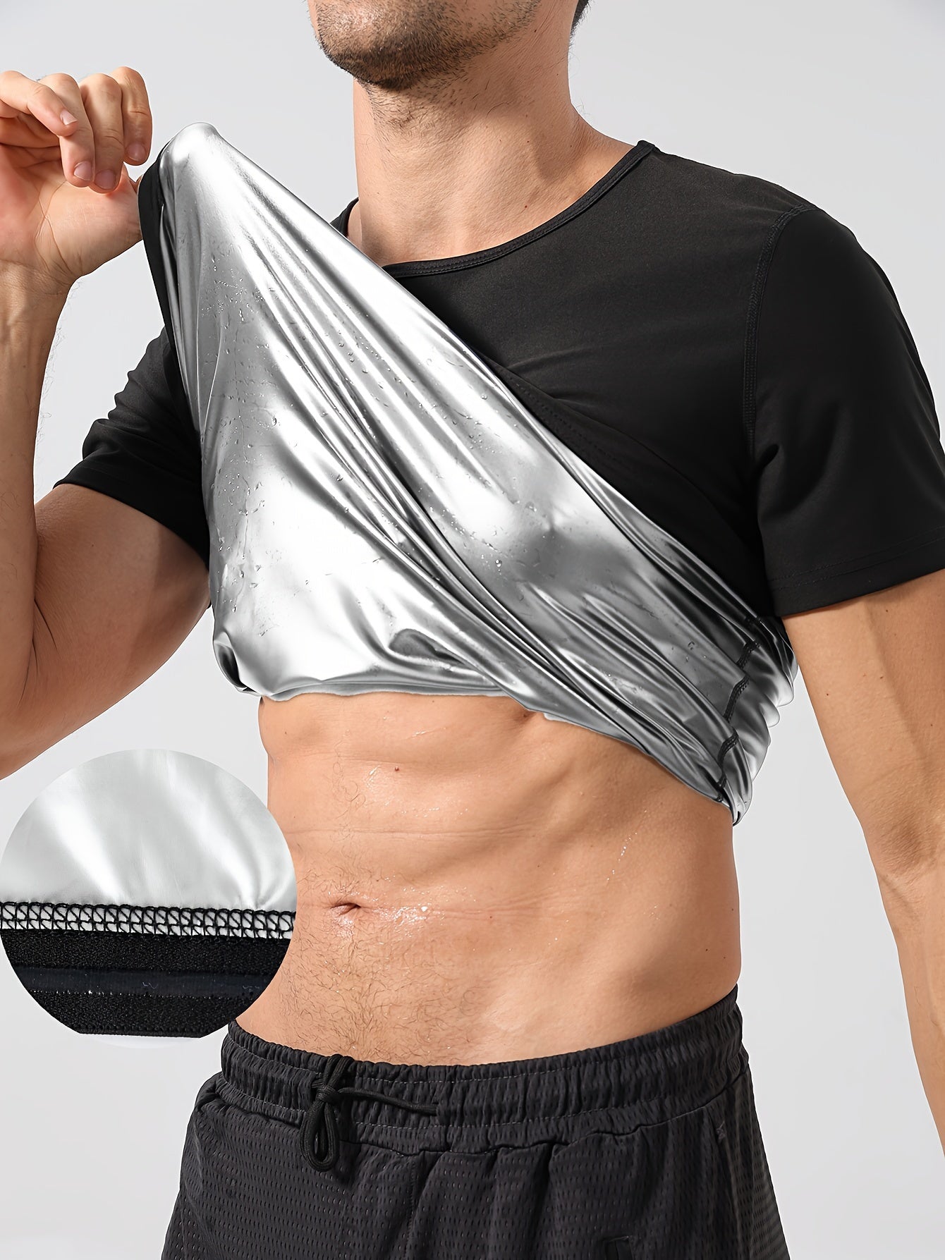 Men's Sauna Shirt Short Sleeve Weight Loss Sweat Body Shaper Sauna Top