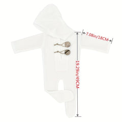 Newborn Baby Hooded Jumpsuit Photography Props Hat Romper Knitted Bodysuit