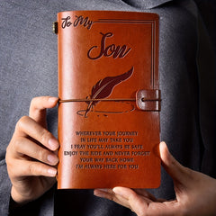 1pc Family Sequence Leather Notebook Son Retro Notebook A6 With 144 Pages