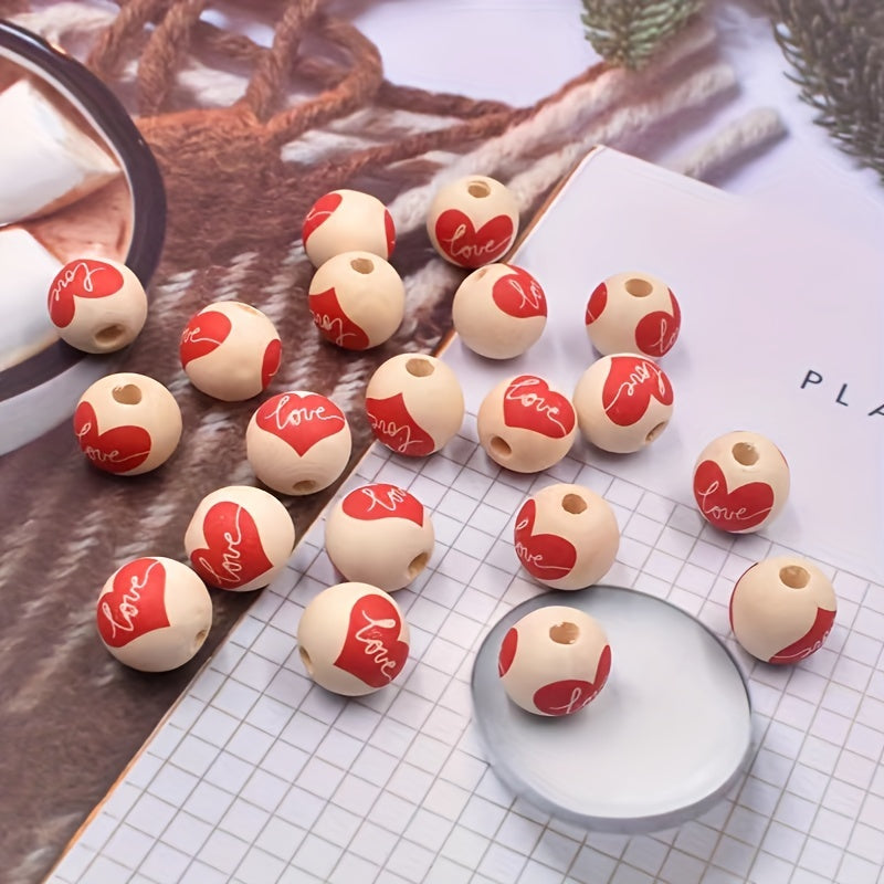 6pcs 16mm Heart Wooden Beads Loose Beads Series