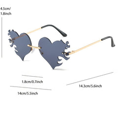 Rimless Heart Flame Sunglasses
