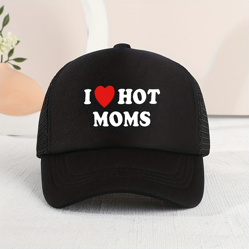 Kids Mesh Baseball Cap I Love My Hot Mom Print
