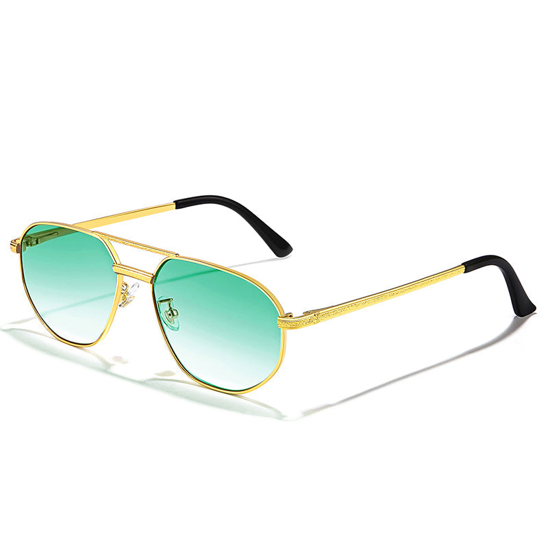 Men's Vintage Aviator Sunglasses Metal Double Girder Travel Glasses