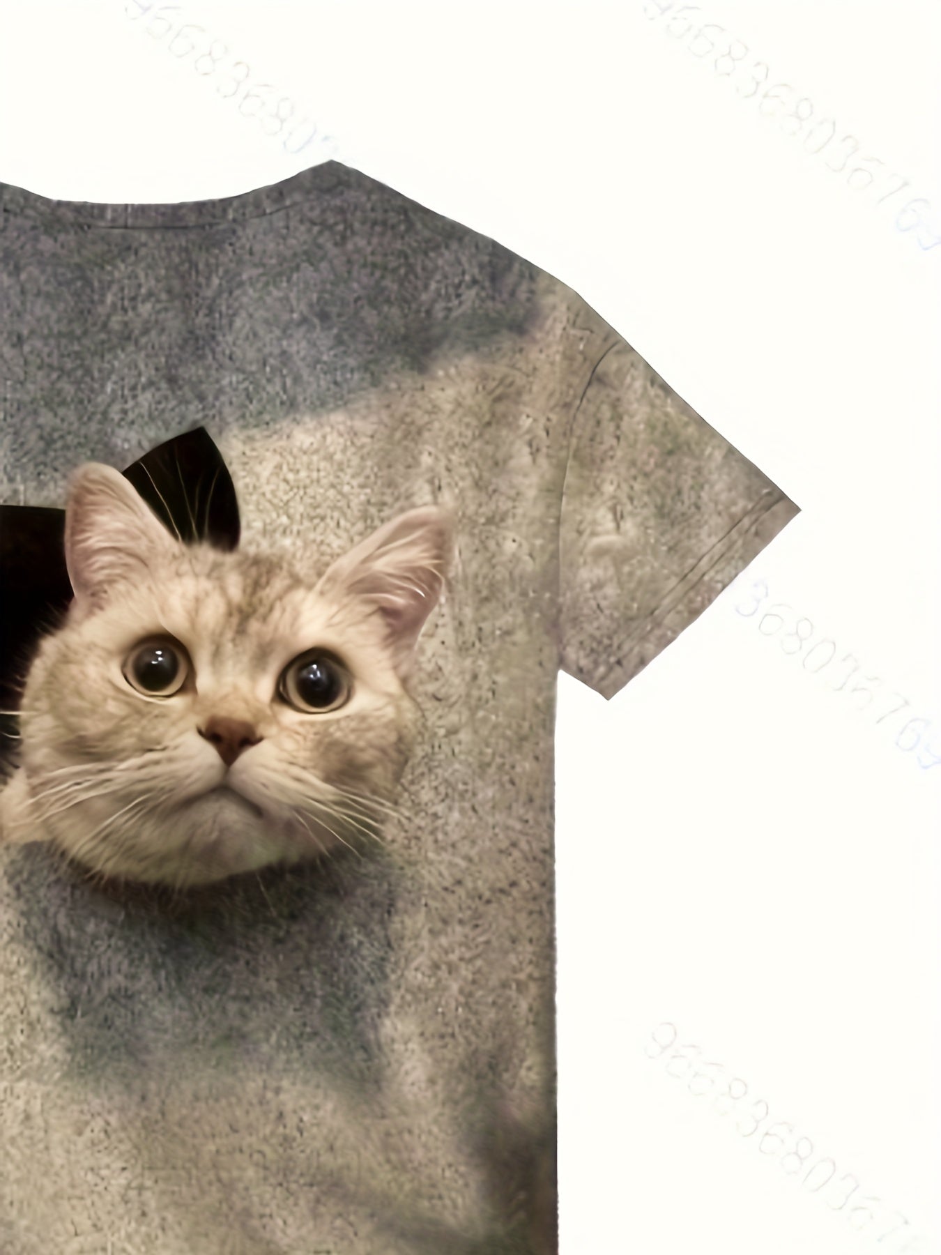 Girls 3D Cat Graphic Crew Neck T shirt Short Sleeve Summer Clothes