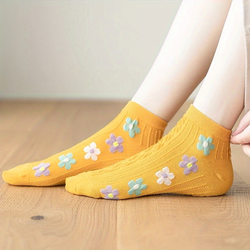 12 Pairs Floral Print Socks Low Cut Ankle Women's Stockings