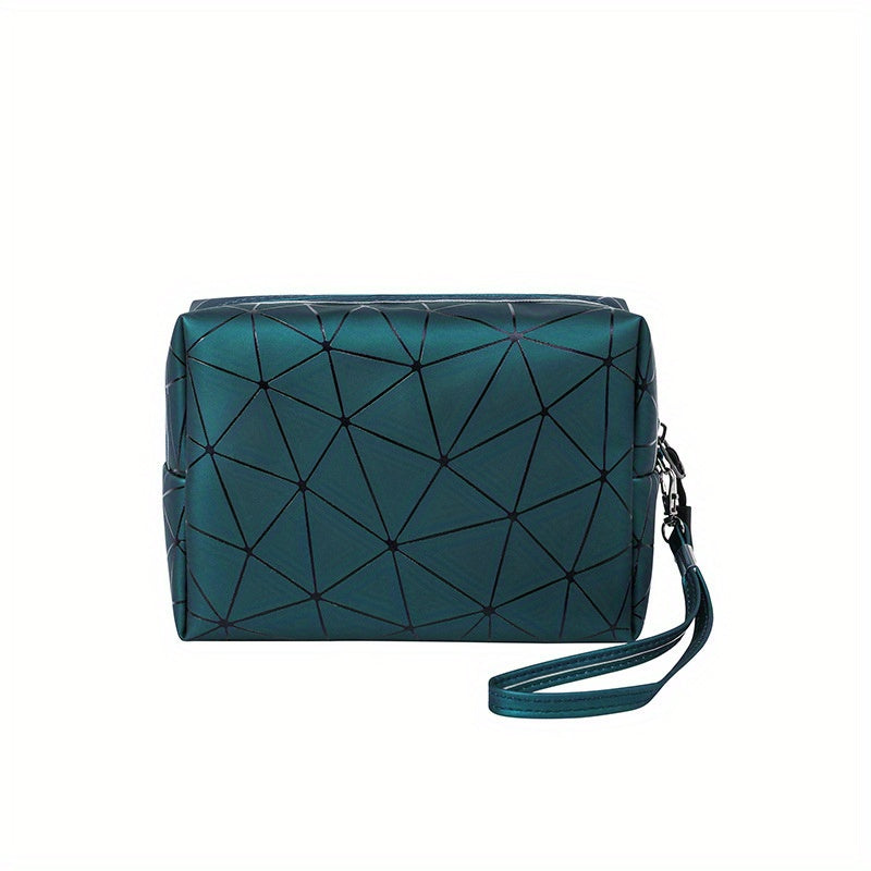 Argyle Pattern Cosmetics Bag PU Leather Makeup Storage Bag