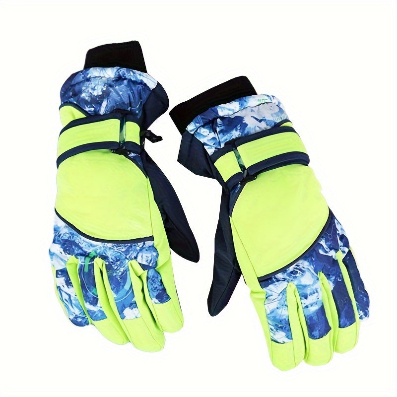 Kids Waterproof Split Finger Ski Gloves Warm Snow Gloves