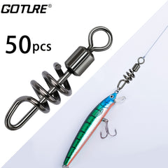 50pcs Fishing Barrel Swivels Stainless Steel Snaps for Saltwater Luring
