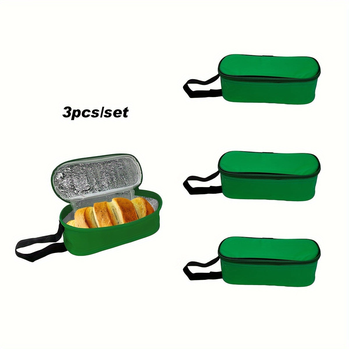 3pc Mini Thermal Insulated Lunch Pouch Portable Cooler Tote Bag Food Storage Bag