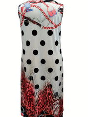  Colorblock Leopard & Polka Dot Print Maxi Dress