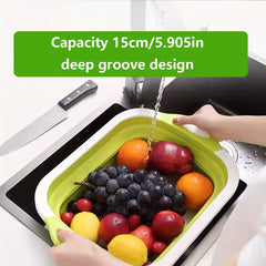 Folding Cutting Board with Sink Drain Basket