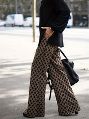 Women's Plus Argyle Print High Rise Wide Leg Trousers