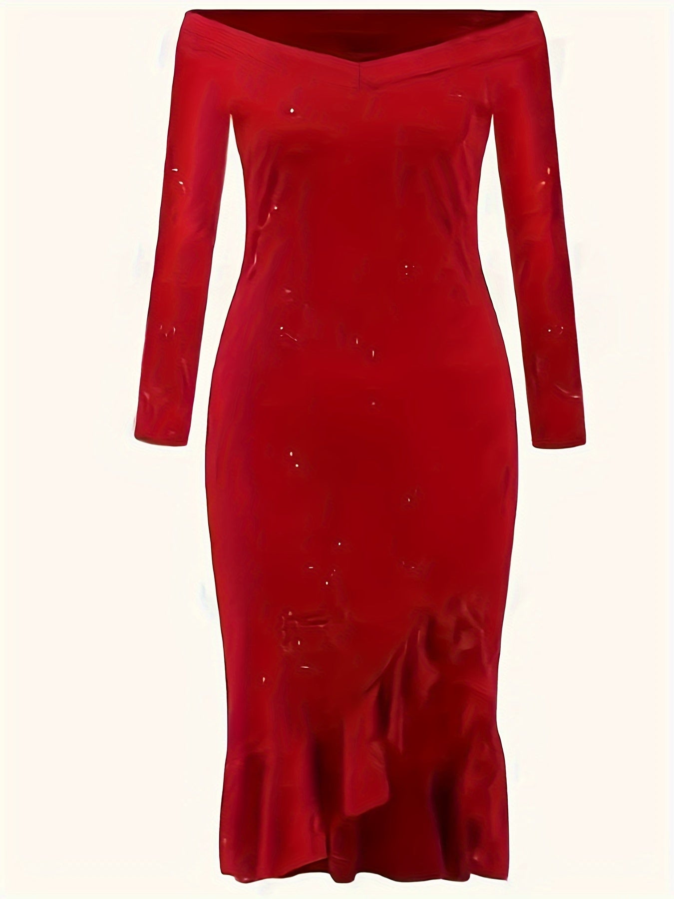  Solid Rhinestone Off Shoulder Bodycon Mermaid Dress