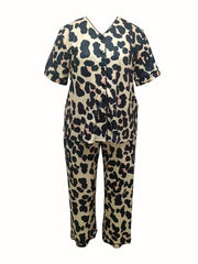  Leopard Print Shirt & Pants Pajama Set