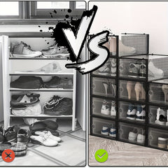 Transparent Shoe Boxes with Door - Stackable Shoe Rack Organizer