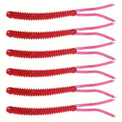 6pcs Spiral Worm Split Tail Soft Bait Fishing Tackle