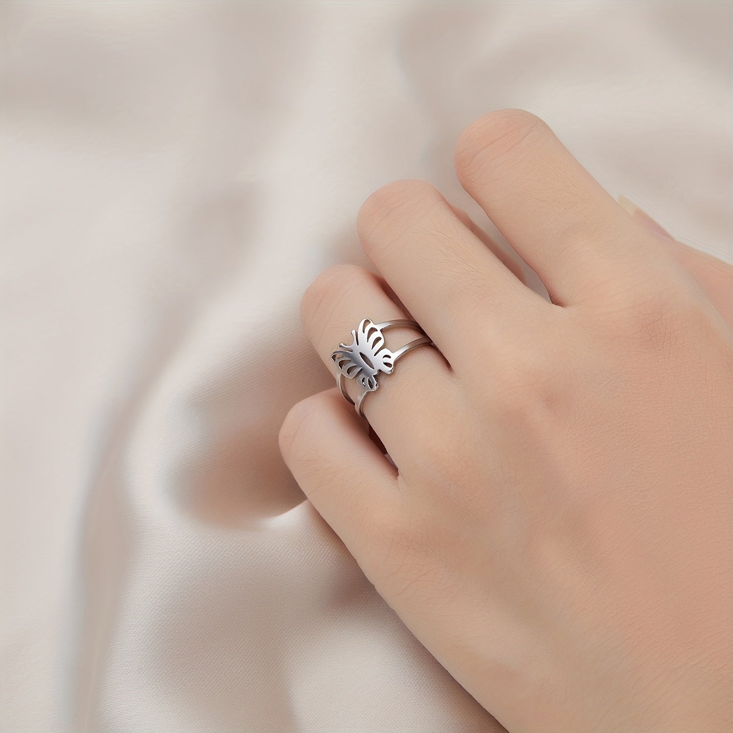 Butterfly Finger Ring Stainless Steel Tail Ring