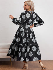  Casual Dress Women's Plus Floral Print Long Sleeve