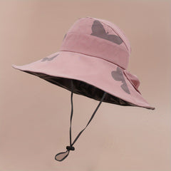 Butterfly Print Wide Brim Bucket Hat UV Protection