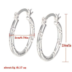 925 Silver Hoop Earrings Diamond Cut for Women
