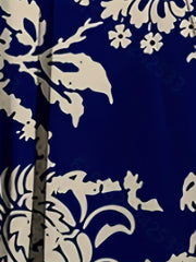  Women's Floral Print Round Neck Knee Length Dress