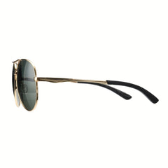 Men's Oversized Aviator Sunglasses Golden Frame Green Lens