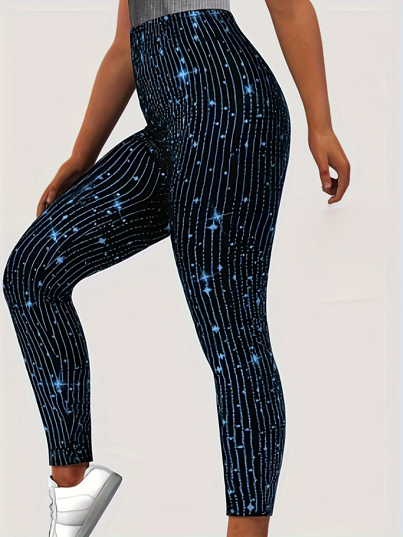  Casual Leggings Women's Plus Stripe & Dot & Star Print Leggings