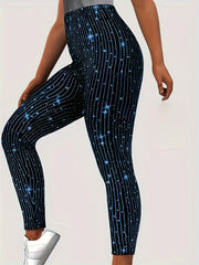  Casual Leggings Women's Plus Stripe & Dot & Star Print Leggings