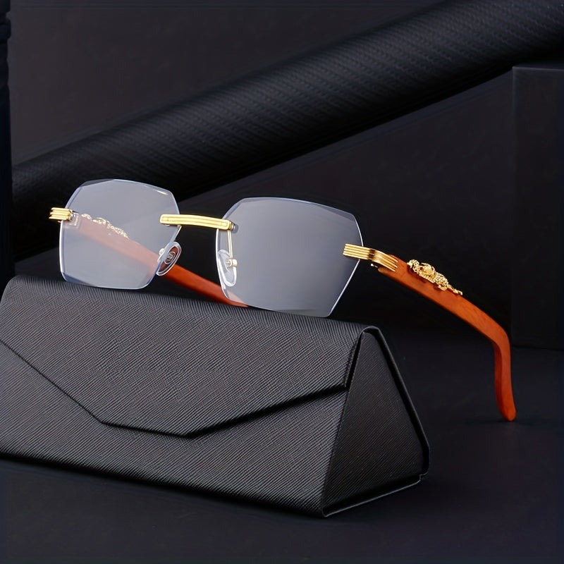 Men's Rimless Leopard Driving Sunglasses UV Protection