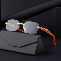 Men's Rimless Leopard Driving Sunglasses UV Protection