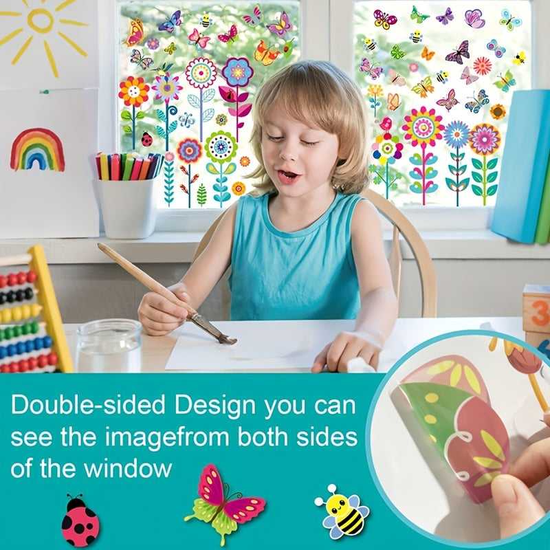 Flower Static Cling Butterfly Window Stickers for Home Decoration