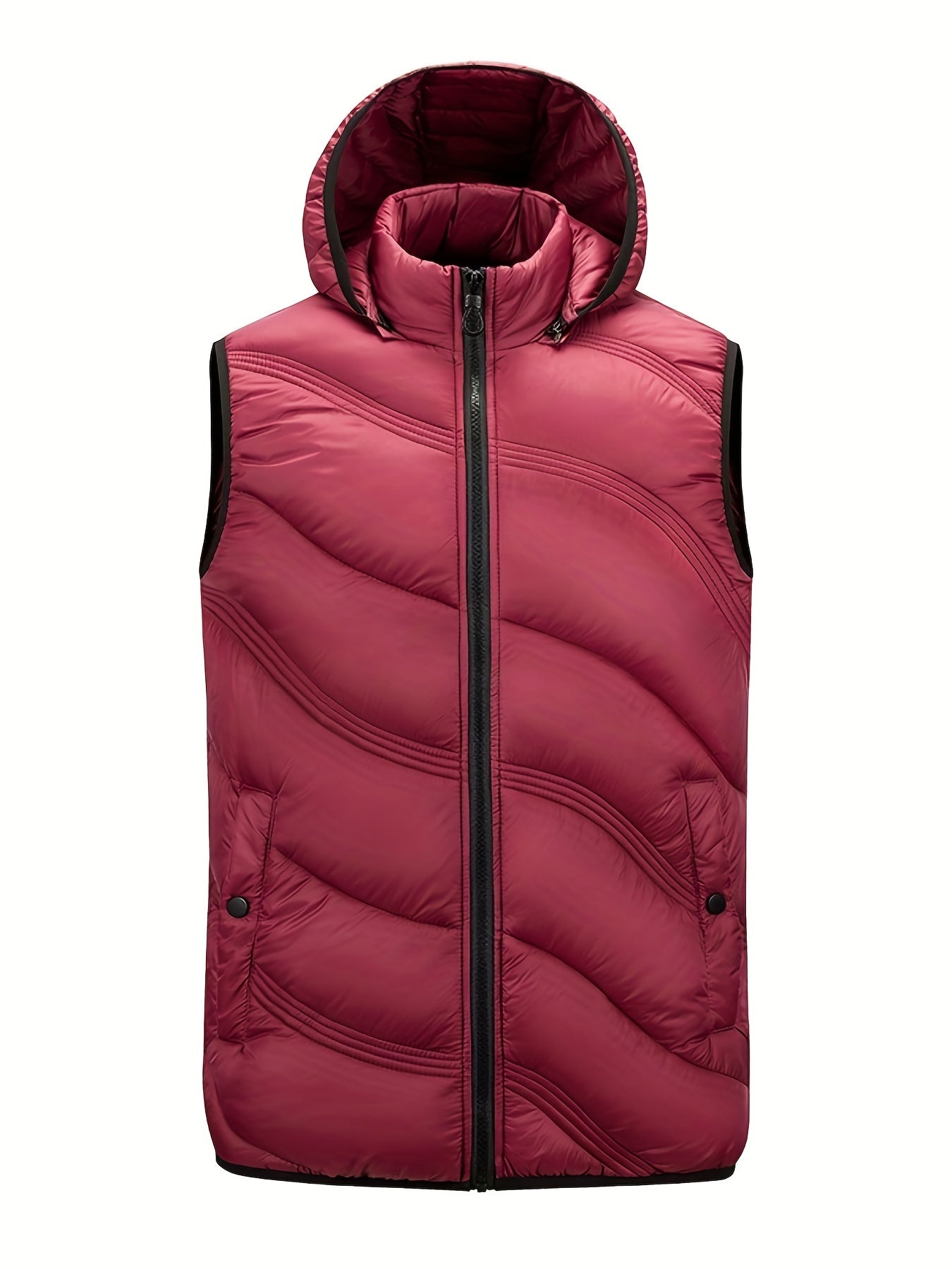 Men's Warm Hooded Vest Zip Up Casual Fall Winter