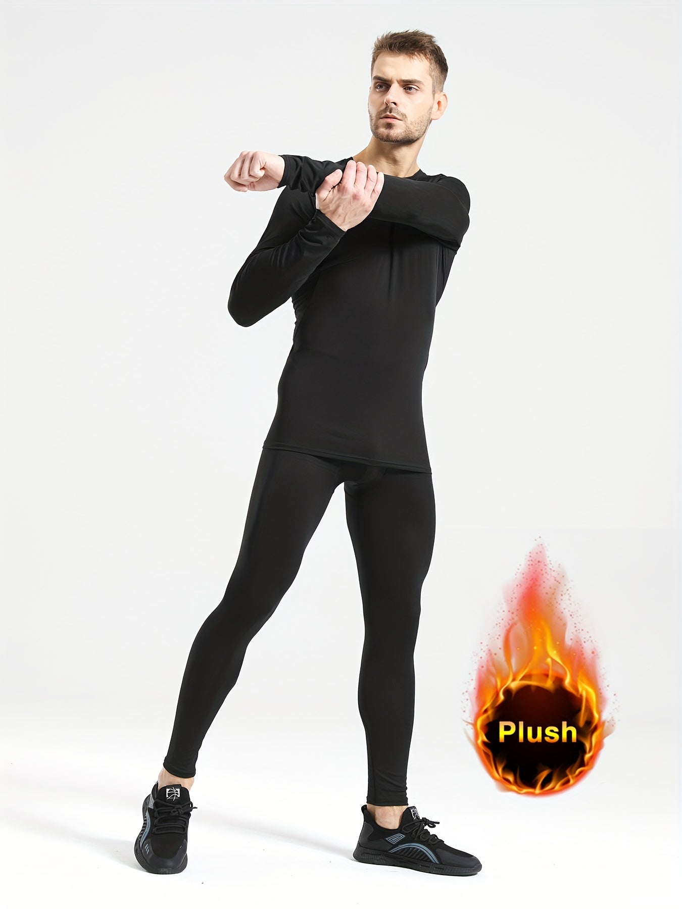 Men's Thermal Long Sleeve T-shirt & Pants Set Quick Dry Fitness Outfit