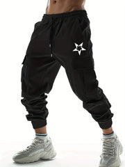 Pentagram Pattern Drawstring Joggers Men s Cargo Pants Spring Fall
