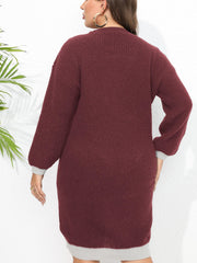  Colorblock V-Neck Sweater Dress