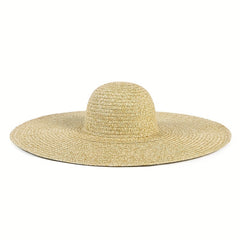 Oversized Wide Brim Sun Hat Khaki French Style Straw Hats UV Protection