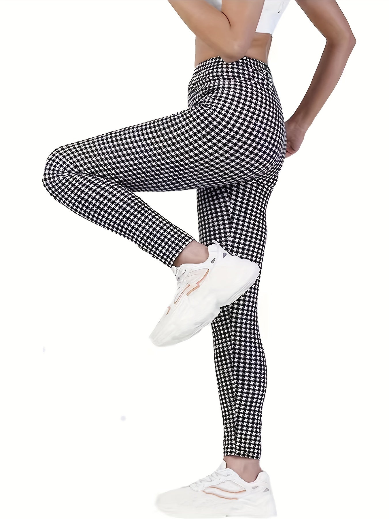  Houndstooth Print High Rise Leggings