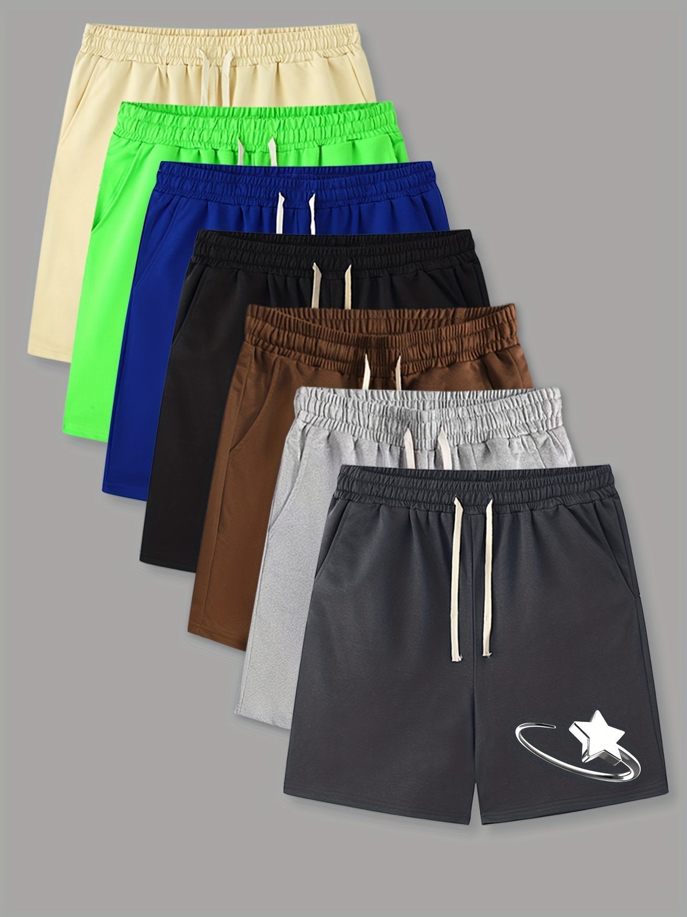 Star Pattern Comfy Shorts Men's Casual Elastic Waist Drawstring Shorts
