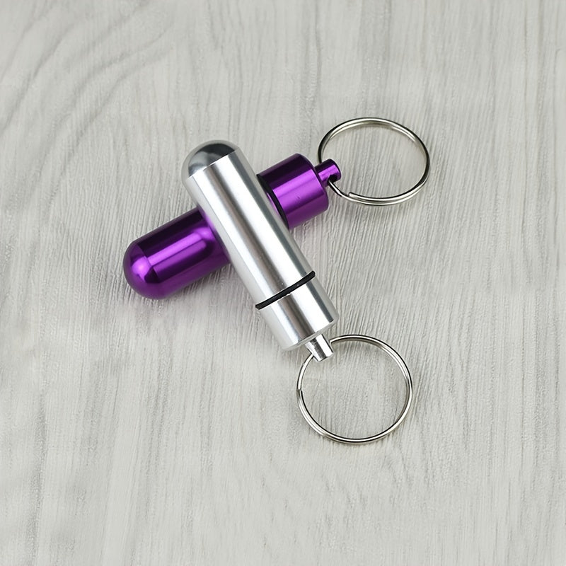Aluminum Keychain Pill Bottle Travel Portable Pill Box Keyring