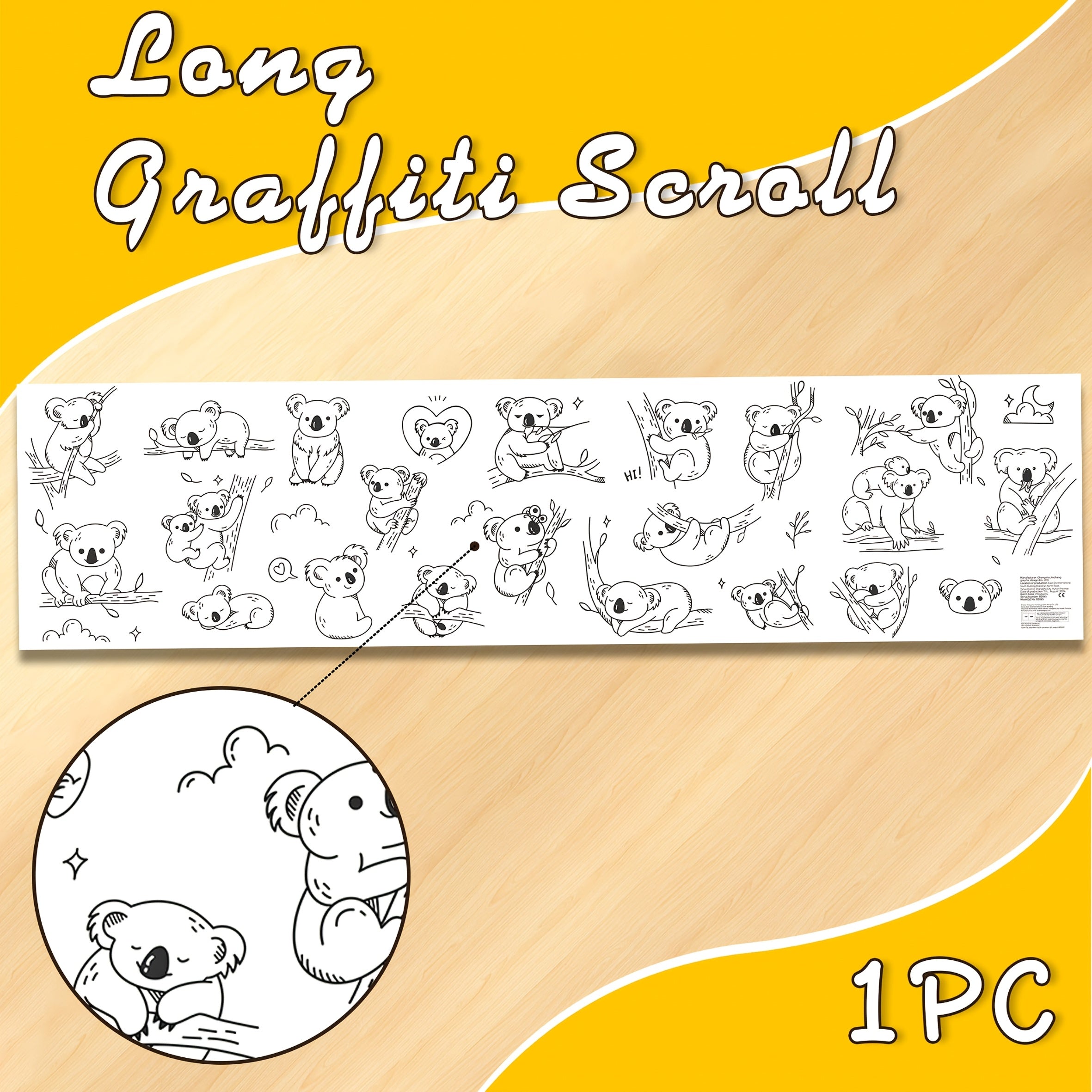 Koiwa Bear Coloring Scroll 180g Paper Non bleed Ink