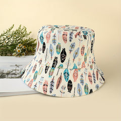 Leaves Print Bucket Hat Casual Fisherman Cap Women