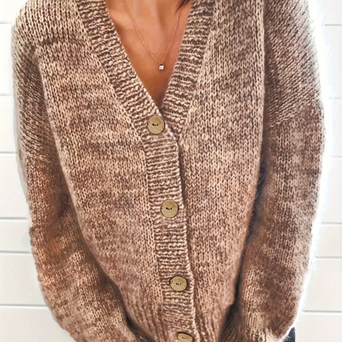 Solid Long Sleeve Button Up Stretch Cardigan