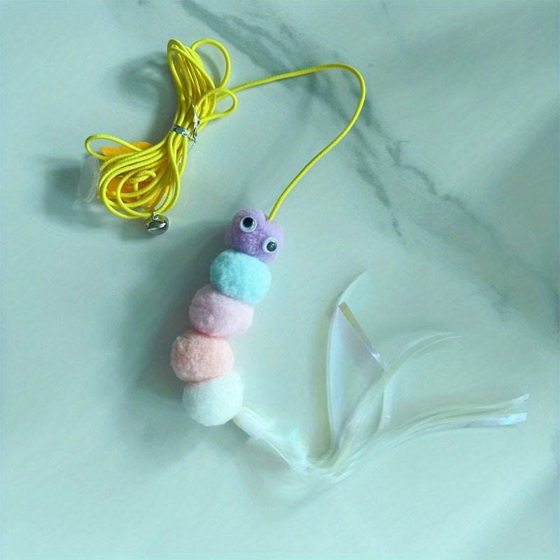 Interactive Hanging Door Cat Teaser Toy with Feather Graphic