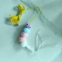 Interactive Hanging Door Cat Teaser Toy with Feather Graphic